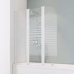 Pare-douche rabattable 125 x 140 cm avec 2 volets, décor rayures horizontales, profilé blanc Vous êtes fan de bien-être ou pl ...