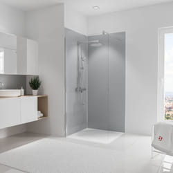 Panneau mural Gris argenté, revêtement pour douche et salle de bain, DécoDesign COULEUR, Schulte, Lot de 2 panneaux muraux 90 x 210 cm