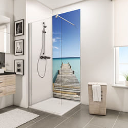 Panneau mural 90 x 210 cm, revêtement pour douche et salle de bain, DécoDesign PHOTO, Schulte, Ponton de Maldives