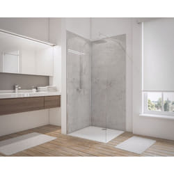 Panneau mural Lot de 2 panneaux muraux 100 x 210 cm + 3 profilés Pierre gris clair, revêtement pour douche et salle de bain, DécoDesign DÉCOR, Schulte