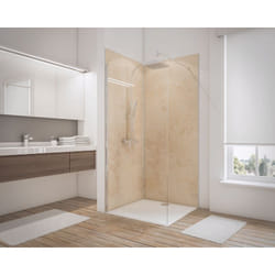 Panneau mural Lot de 2 panneaux muraux 100 x 210 cm Travertin, revêtement pour douche et salle de bain, DécoDesign décor Schulte
