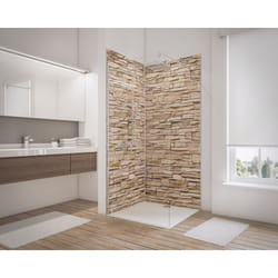 Panneau mural Parement clair, revêtement pour douche et salle de bain, DécoDesign DÉCOR, Schulte, Lot de 2 panneaux muraux 100 x 210 cm