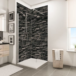 Panneau mural Parement ardoise, revêtement pour douche et salle de bain, DécoDesign décor Schulte Lot de 2 panneaux muraux 100 x 210 cm