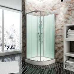 Schulte - Cabine de douche intégrale 90 x 90 x 204 cm, arrondie avec porte coulissante, verre 5 mm, cabine de douche complète Ibiza