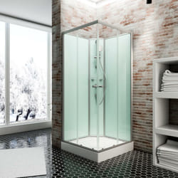 Schulte - Cabine de douche intégrale 90 x 90 x 204 cm, carrée avec portes coulissantes, verre 5 mm, cabine de douche complète Ibiza