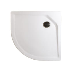 Receveur de douche acrylique 80 x 80 x 3,5 cm, quart de cercle, extra plat, à encastrer, avec pieds Schulte