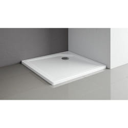 Receveur de douche acrylique 90 x 90 x 3,5 cm, carré, extra plat, à poser ou à encastrer, avec pieds Schulte