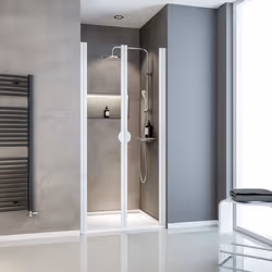 Schulte porte de douche 2 battants 90x180 cm porte de douche battante en niche verre 5 mm transparent profilé blanc Sunny