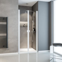 Schulte porte de douche 2 battants 90x180 cm porte de douche battante en niche verre 5 mm transparent profilé blanc Sunny
