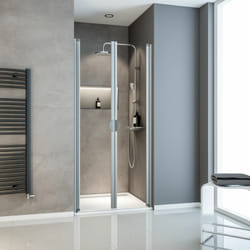 Schulte - Porte de douche battante 90 x 180 cm, verre 5 mm transparent, Sunny ii profilé alu-nature