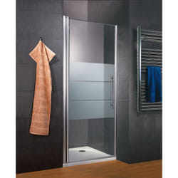 Porte de douche pivotante, profilé aspect chromé, Style 2.0 Schulte verre 5 mm anticalcaire, décor Sablé au milieu (dépoli light) 80 x 192 cm