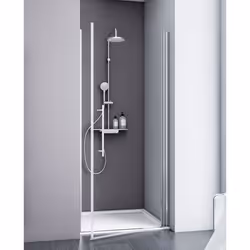 Schulte porte de douche pivotante 80x192 cm anticalcaire réversible verre 5 mm transparent style industriel aspect chromé