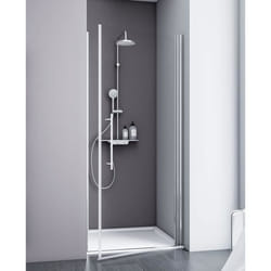 Schulte porte de douche pivotante 80x192 cm anticalcaire réversible verre 5 mm transparent style industriel aspect chromé