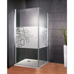 Porte de douche pivotante + paroi de retour fixe, verre 5 mm anticalcaire, profilé aspect chromé, Style 2.0 Schulte Softcube, 80 x 80 x 193 cm