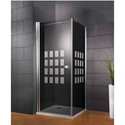 Schulte - Porte de douche pivotante + paroi de retour fixe, verre 5 mm, profilé aspect chromé, Style 2.0 décor Cubic, 80 x 80 x 193 cm, anthracite