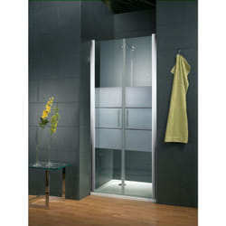 Portes de douche battantes, verre 5 mm, anticalcaire, décor sablé dépoli light, profilé aspect chromé, Style Schulte 80 x 192 cm