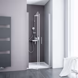 Portes de douche battantes, profilé aspect chromé, verre transparent anticalcaire Une porte de douche battante est la solutio ...