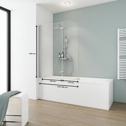 Schulte - Pare-baignoire pliant 112 x 140 cm, verre 5 mm, paroi de baignoire 2 volets, écran de baignoire pivotant, Komfort Express-Plus verre