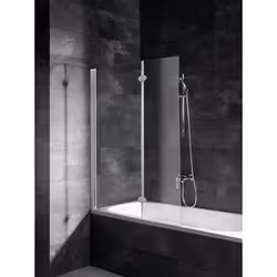 Description générale Le pare-douche rabattable avec 2 volets en verre transparent de 5 mm et profilé alu-argenté est l'élémen ...