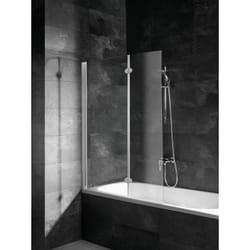 Pare-baignoire pliant 104 x 130 cm, verre 5 mm, paroi de baignoire 2 volets, écran de baignoire pivotant, Komfort Schulte profilé alu-argenté
