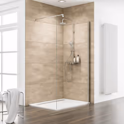 Pare-douche à l'italienne PMR, Profilé aspect chromé Une paroi de douche à l'italienne PMR est idéale si vous chezchez une pa ...