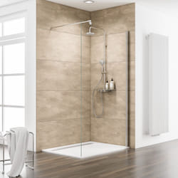 Paroi de douche à l'italienne, verre 8 mm, paroi fixe Walk In, profilé aspect chromé, MasterClass, Schulte, 140 x 200 cm