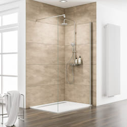 Paroi de douche à l'italienne Walk In Espace 8, verre 8 mm anticalcaire, profilé aspect chromé, 140 x 200 cm Schulte