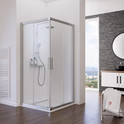 Cabine de douche avec accès d'angle droit avec portes coulissantes Ces porte de douche sont modernes, tendances et d'un desig ...