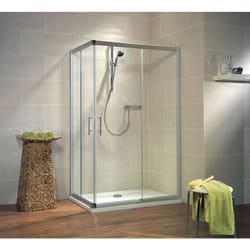 Schulte - Accès d'angle droit avec portes de douche coulissantes, verre 5 mm, profilé alu argenté 100 x 80 x 185 cm