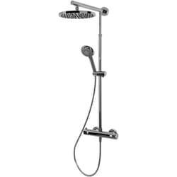 Colonne de douche avec thermostat intégré, 42 x 92 cm, Rain I Schulte, douchette à main ronde, pommeau rond orientable, aspect chromé