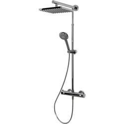 Colonne de douche avec thermostat intégré, 42 x 92 cm, Rain Schulte douchette à main ronde, pommeau carré orientable, aspect chromé