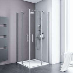 Schulte - Accès d'angle droit avec portes de douche battantes, verre 5 mm transparent anticalcaire, profilé alu-argenté 90 x 90 x 192 cm