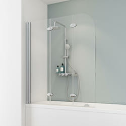 Pare-baignoire pliant 125 x 140 cm, verre 5 mm, paroi de baignoire 3 volets, écran de baignoire pivotant, Komfort Express-Plus Schulte, profilé