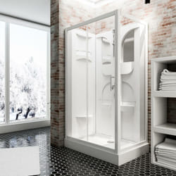 Schulte - Cabine de douche intégrale 120 x 80 x 210 cm, cabine de douche complète verre de sécurité transparent 5 mm, face arrière et profilés blancs