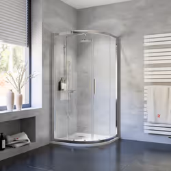 Cabine de douche avec accès d'angle circulaire avec portes coulissantes Cet accès d'angle circulaire séduit par sa forme orig ...