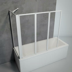 Pare-baignoire d'angle pliant, sans percer, paroi - écran de baignoire Schulte pivotant à coller, verre 3 mm transparent, 3 volets pliants + 1 paroi