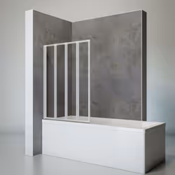 Description générale Le pare-douche 4 volets en verre transparent de 3 mm avec un profilé en aluminium argenté est la solutio ...