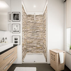 Panneau mural Parement clair, revêtement pour douche et salle de bain, DécoDesign décor Schulte Lot de 3 panneaux muraux 100 x 210 cm + 5 profilés