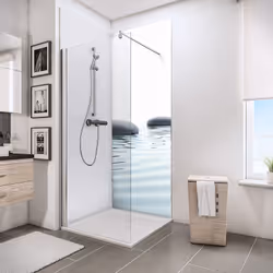 Pack de 2 panneaux de revêtement mural+ 3 Profilés alu, DécoDesign PHOTO, Pierres zen et eau + panneau blanc Vous souhaitez r ...