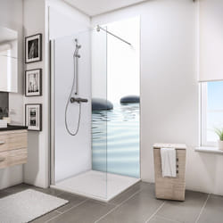 Lot de 2 panneaux muraux 90 x 210 cm + 3 profilés, revêtement pour douche et salle de bain, DécoDesign PHOTO, Schulte, Pierres zen et eau + panneau
