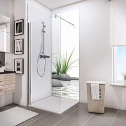 Lot de 2 panneaux muraux 90 x 210 cm + 3 profilés, revêtement pour douche et salle de bain, DécoDesign PHOTO, Schulte, Pierres zen et herbes +