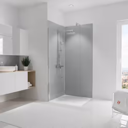Pack de 2 panneaux muraux + 3 profilés, gris argenté, Schulte DécoDesign Vous souhaitez remplacer votre baignoire par une dou ...