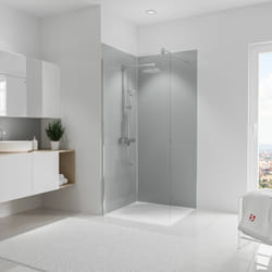 Panneau mural Gris argenté, revêtement pour douche et salle de bain, DécoDesign COULEUR, Schulte, Lot de 2 panneaux muraux 90 x 210 cm + 3 profilés