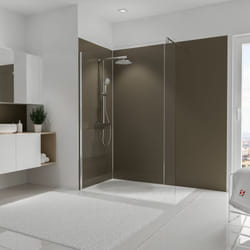 Panneau mural Taupe, revêtement pour douche et salle de bain, DécoDesign COULEUR, Schulte, Lot de 3 panneaux muraux 90 x 210 cm + 5 profilés taupe