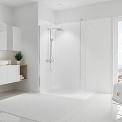 Panneau mural Blanc, revêtement pour douche et salle de bain, DécoDesign couleur Schulte Lot de 3 panneaux muraux 90 x 210 cm + 5 profilés blancs