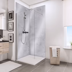 Pack de 2 Panneaux de revêtement mural, DécoDesign BRIO, pierre gris clair brillant Vous souhaitez remplacer votre baignoire  ...
