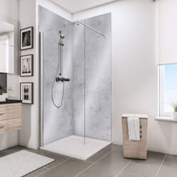 Panneau mural Pierre gris clair brillant, revêtement pour douche et salle de bain, DécoDesign brio Schulte Lot de 2 panneaux 100 x 210 cm
