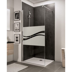 Paroi de douche à l'italienne, paroi fixe Walk In, NewStyle Schulte traitement anticalcaire,profilé aspect chromé, décor Liane, verre 6 mm, 120 x 190