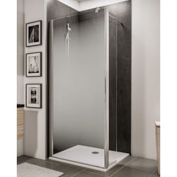Schulte - Paroi de douche à l'italienne avec retour pivotant, profilé aspect chromé, paroi fixe Walk In style industriel, NewStyle traitement