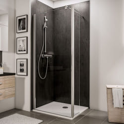 Paroi de douche à l'italienne avec retour pivotant, profilé aspect chromé, paroi fixe Walk In style industriel, NewStyle, Schulte, 120 x 30 x 190 cm,